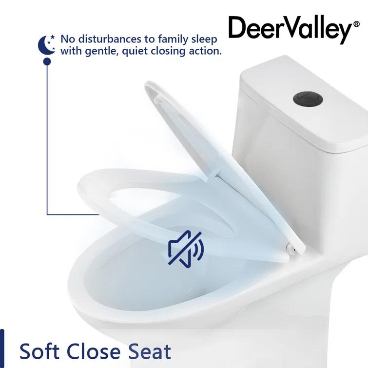 DeerValley Ally Dual-Flush Elongated One-Piece Toilet with Glazed Surface Modern Toilet with Comfort Seat Height  (Seat Included) DV-1F52816-Black