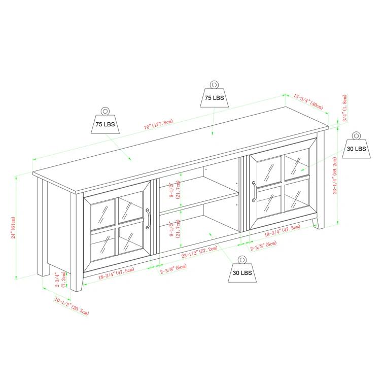 Modern Farmhouse 2-Door Glass Windowpane 70" TV Stand