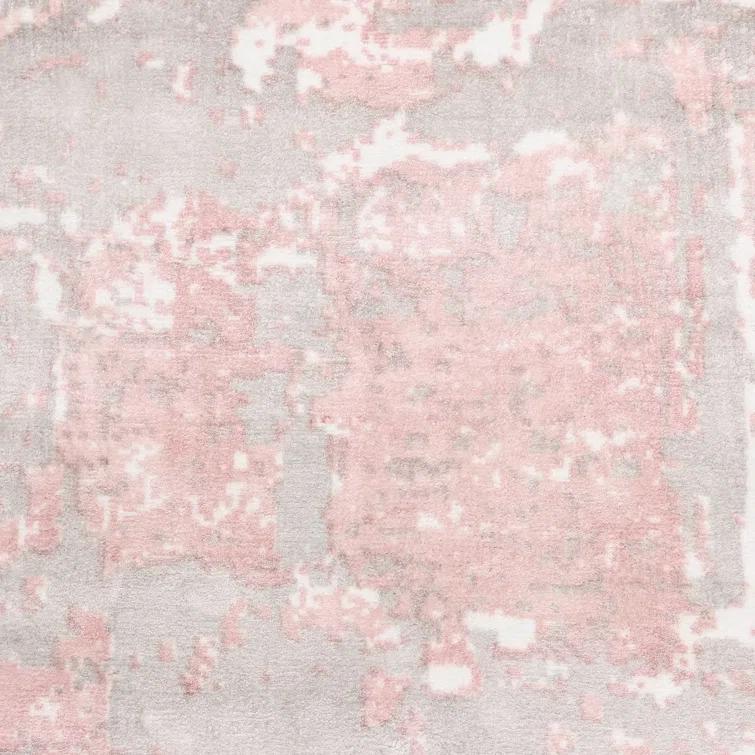 Blush Hand Knotted Tencel Geometric Area Rug in Petal