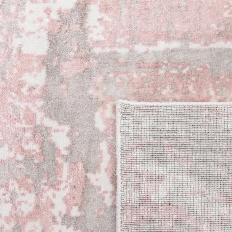 Blush Hand Knotted Tencel Geometric Area Rug in Petal