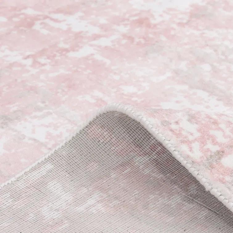 Blush Hand Knotted Tencel Geometric Area Rug in Petal