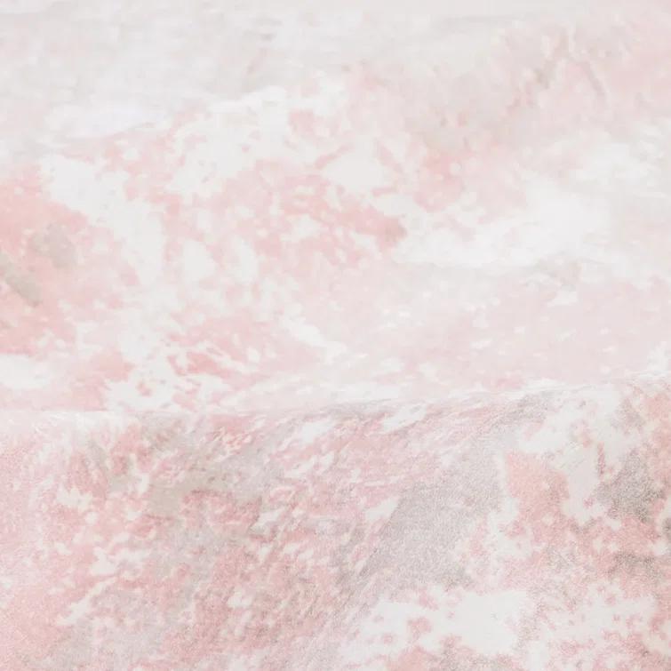 Blush Hand Knotted Tencel Geometric Area Rug in Petal