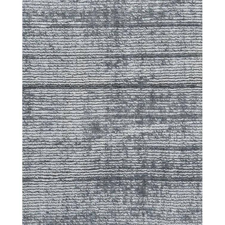 Handmade Gray Stripe Rectangular 8' x 10' Viscose Area Rug