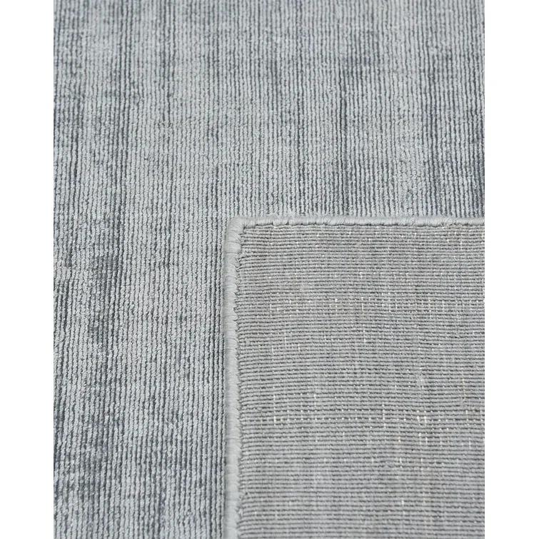 Handmade Gray Stripe Rectangular 8' x 10' Viscose Area Rug