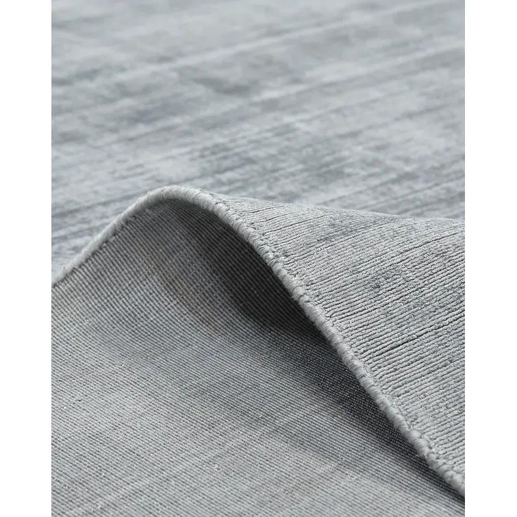 Handmade Gray Stripe Rectangular 8' x 10' Viscose Area Rug
