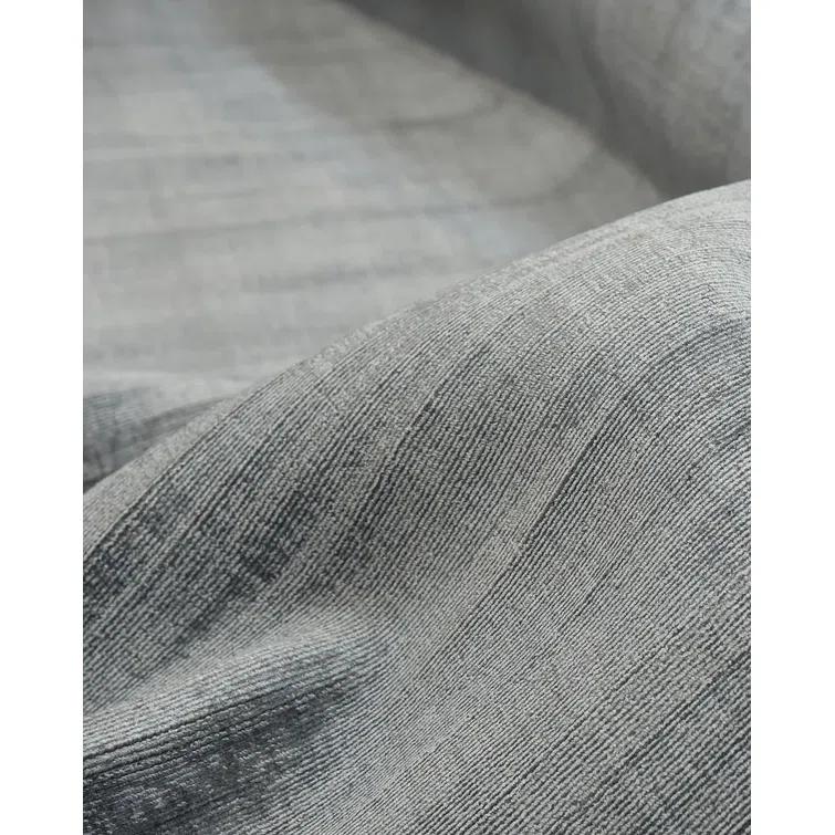 Handmade Gray Stripe Rectangular 8' x 10' Viscose Area Rug