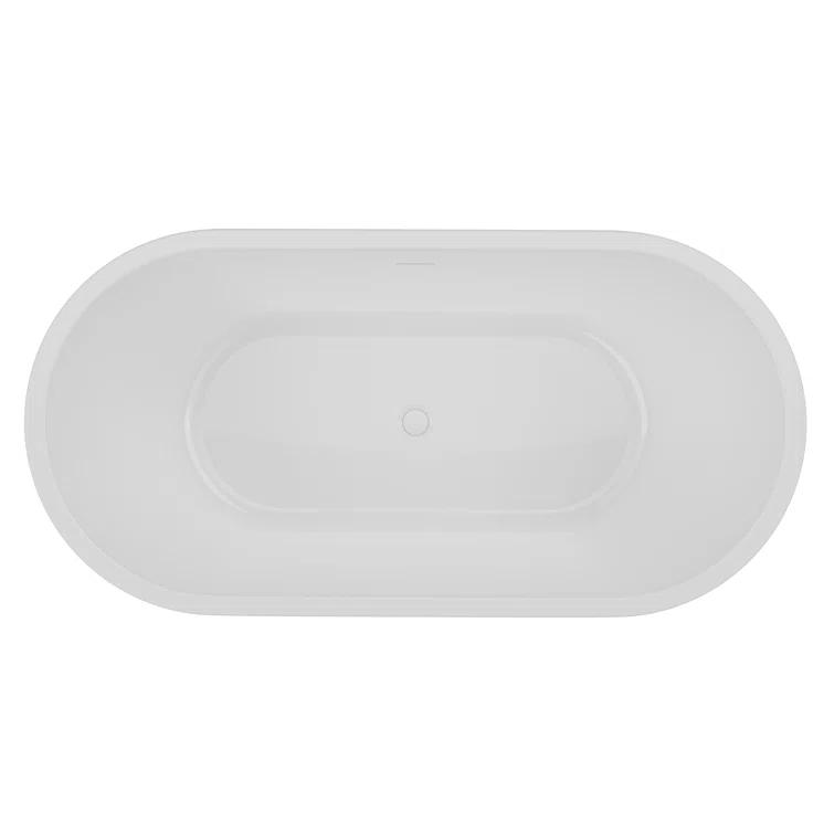 ANZZI FT-AZ098-59BK ANZZI Chand Series 59 Inch Acrylic Freestanding Pre-Plumbed Solid Deep Soaker Stand Alone Bathtub With Built-In Overflow And Drain In Black/White