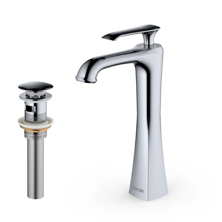 Karran Woodburn Single Handle Single Hole Vessel Bathroom Faucet With Matching Pop-up Drain