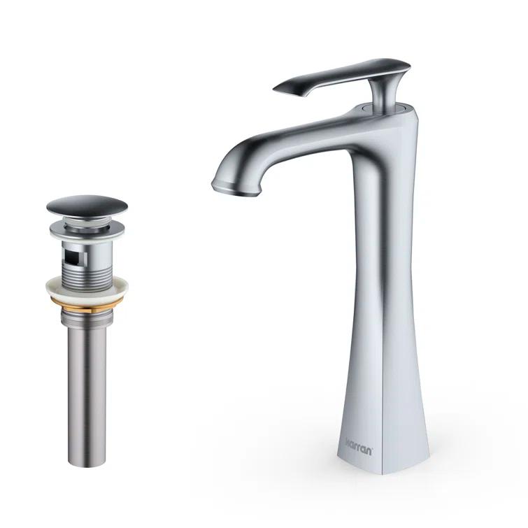 Karran Woodburn Single Handle Single Hole Vessel Bathroom Faucet With Matching Pop-up Drain