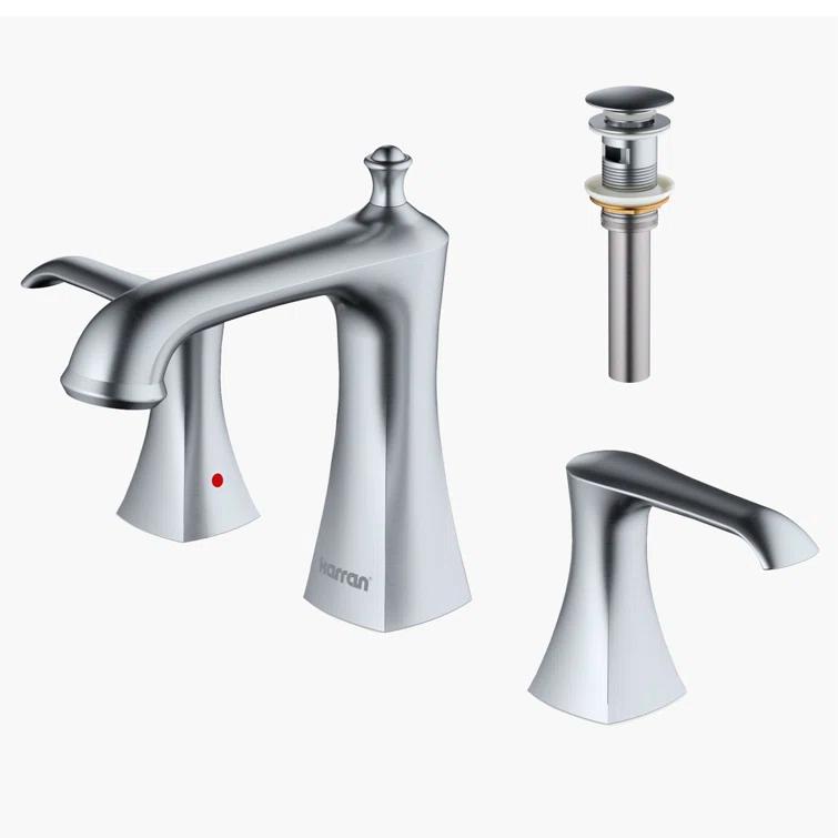 Karran Woodburn 8 In. Widespread 2-Handle Bathroom Faucet With Matching Pop-up Drain