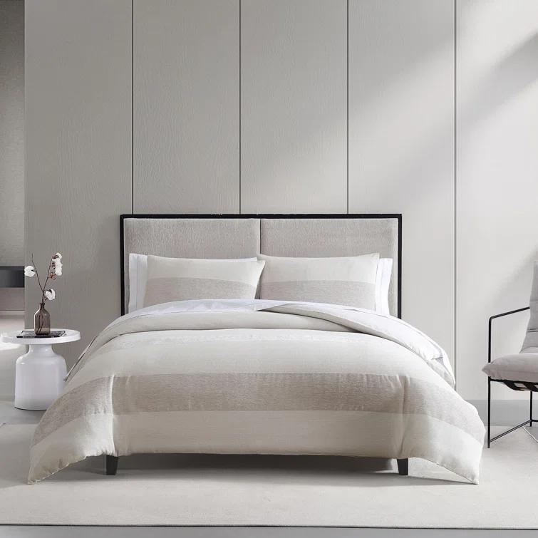 Vera Wang Vera Wang Chenille Waffle Stripe Beige Duvet Cover Set