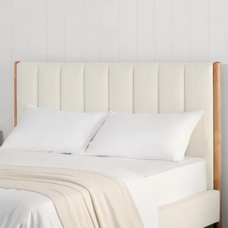 Rezana Solid Wood Boucle Upholstered Headboard Bed Frame