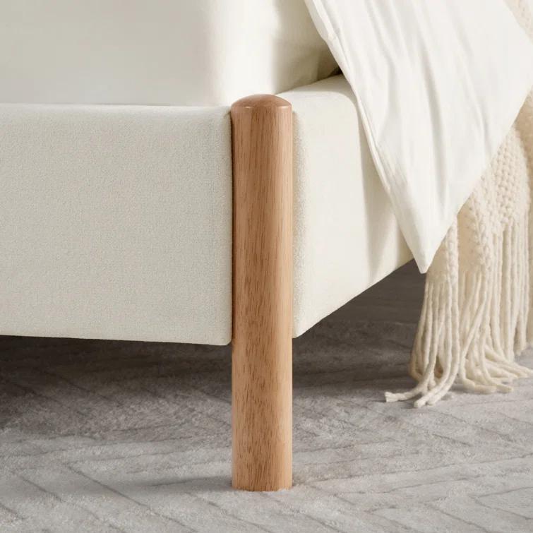 Rezana Solid Wood Boucle Upholstered Headboard Bed Frame