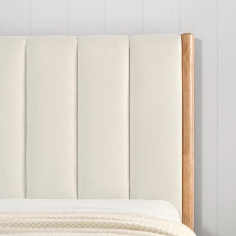 Rezana Solid Wood Boucle Upholstered Headboard Bed Frame