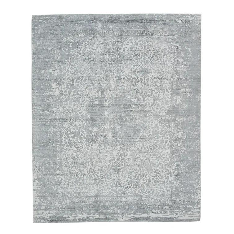 Samantha Handmade Pewter Gray Viscose 8' x 10' Area Rug