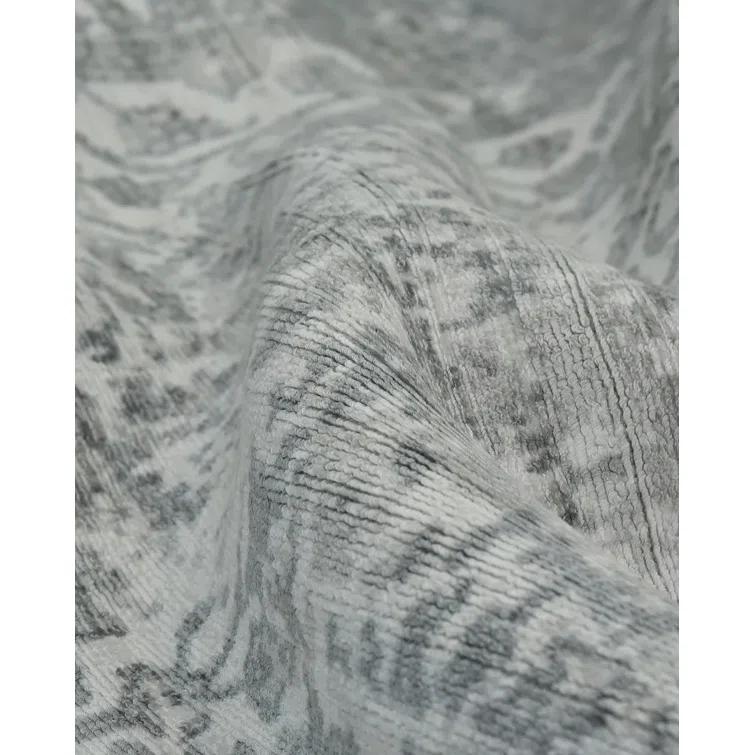 Samantha Handmade Pewter Gray Viscose 8' x 10' Area Rug