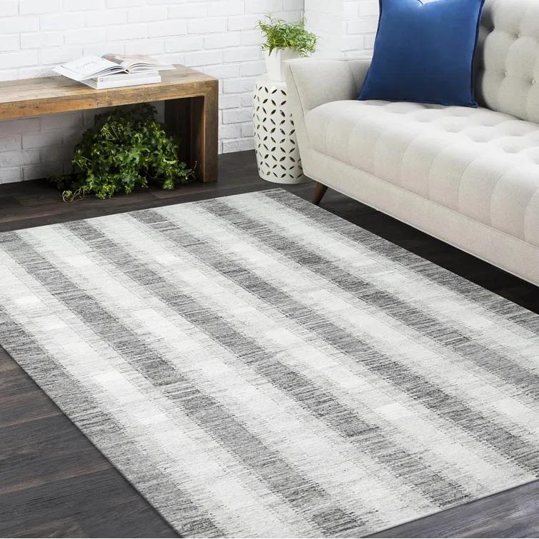 Viceme Striped Flatweave Area Rug in Brown/Gray