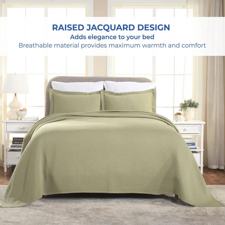 Superior Superior Cotton All Season Basketweave Medium Weight Bedspread Set with Shams