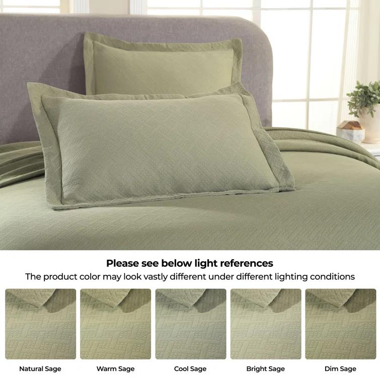 Superior Superior Cotton All Season Basketweave Medium Weight Bedspread Set with Shams