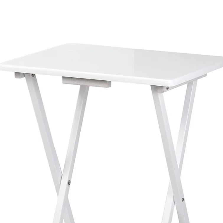 PJ Wood 19.09'' Solid Wood Rectangular Portable Folding Table (Set of 2)