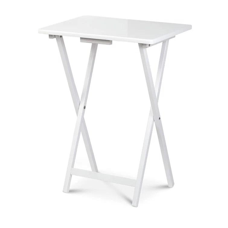 PJ Wood 19.09'' Solid Wood Rectangular Portable Folding Table (Set of 2)