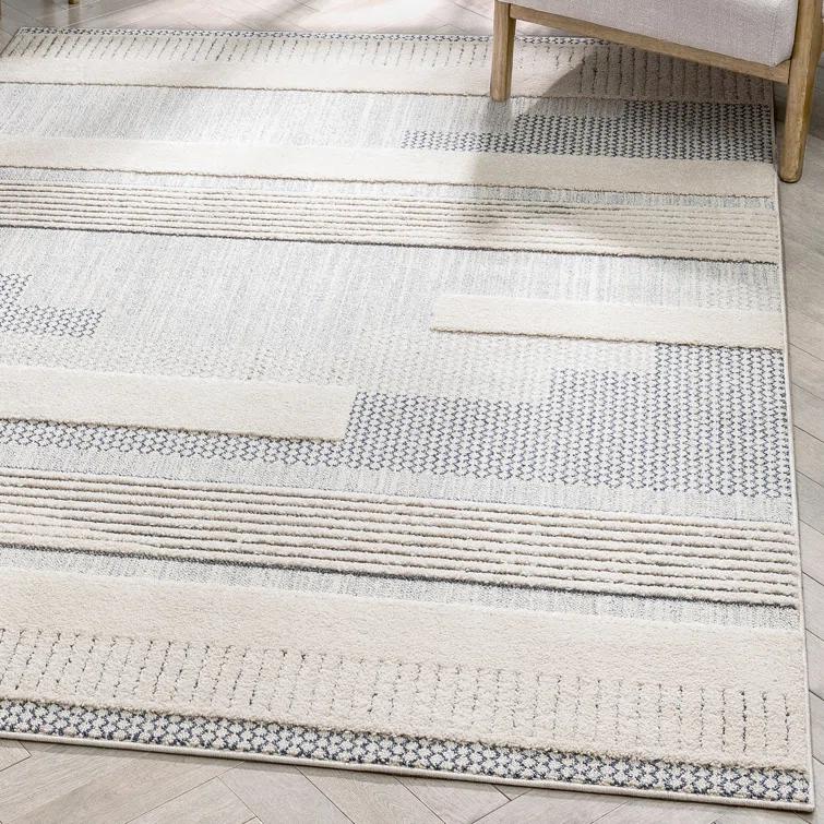 Marcone Briar Tribal Geometric Abstract Light Blue Looped Pile Rug