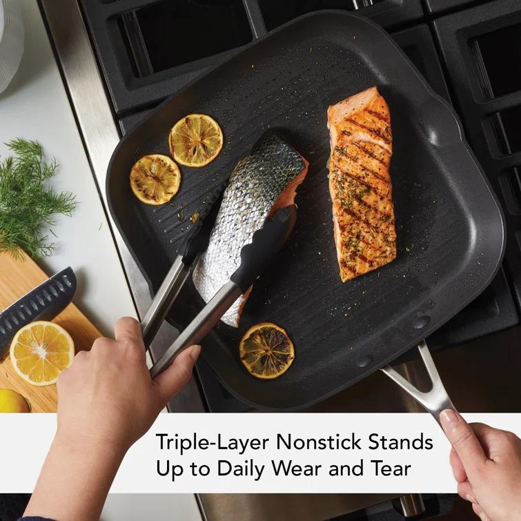 KitchenAid® KitchenAid Hard Anodized Induction Nonstick Stovetop Grill / Griddle Pan, 11.25 Inch, Matte Black