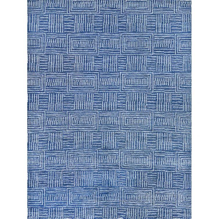 Exquisite Rugs Aldridge Hand-Knotted New Zealand Wool/ Bamboo Silk Blue/Ivory Area Rug