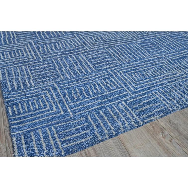 Exquisite Rugs Aldridge Hand-Knotted New Zealand Wool/ Bamboo Silk Blue/Ivory Area Rug