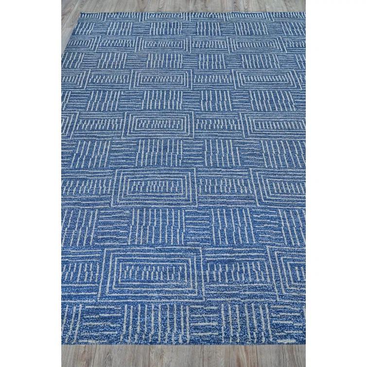 Exquisite Rugs Aldridge Hand-Knotted New Zealand Wool/ Bamboo Silk Blue/Ivory Area Rug