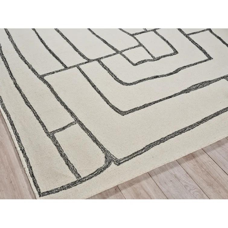 Exquisite Rugs Tangiers Handmade Hand-Tufted New Zealand Wool On Canvas Ivory/Black Area Rug