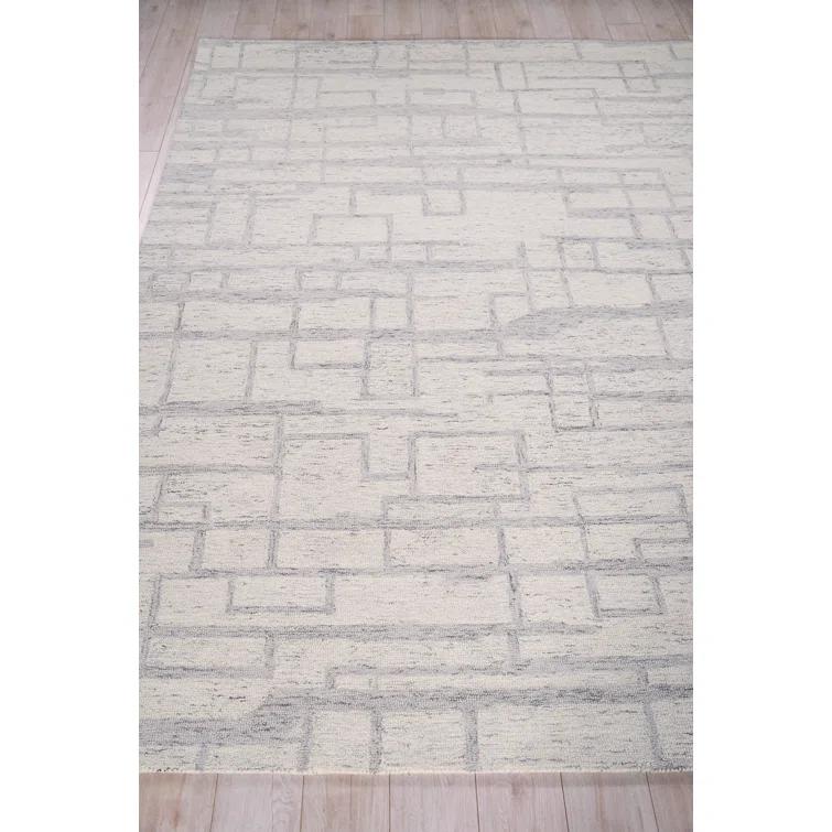 Exquisite Rugs Naturals Handmade Hand-Tufted New Zealand Wool On Canvas Ivory/Gray Area Rug