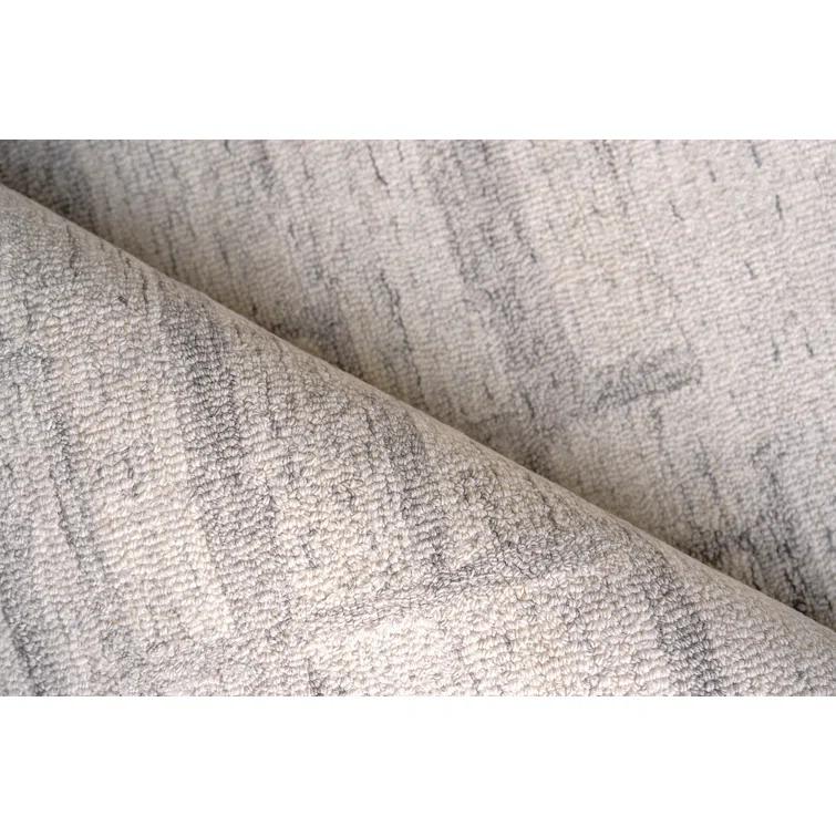 Exquisite Rugs Naturals Handmade Hand-Tufted New Zealand Wool On Canvas Ivory/Gray Area Rug
