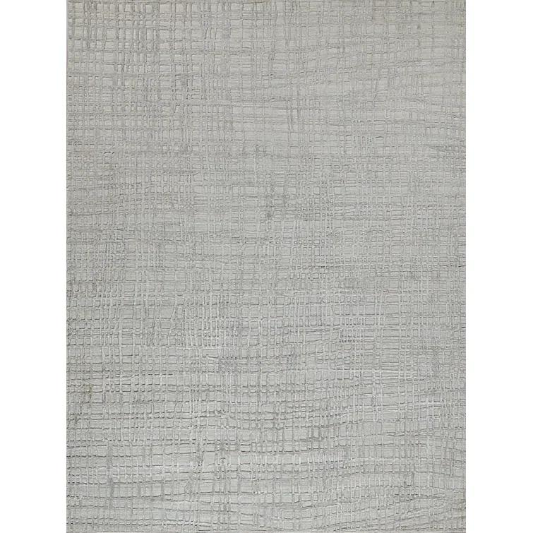 Exquisite Rugs Crescendo Handmade Handloomed Bamboo Silk Silver Area Rug