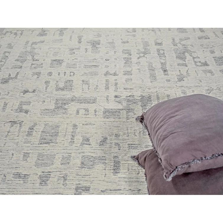 Exquisite Rugs Park City Handmade Hand-Tufted New Zealand Wool On Canvas Natural Gray/Ivory Area Rug