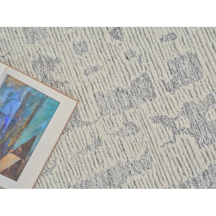 Exquisite Rugs Park City Handmade Hand-Tufted New Zealand Wool On Canvas Natural Gray/Ivory Area Rug