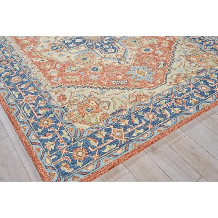 Exquisite Rugs Richmond Serapi Handmade Hand-Tufted New Zealand Wool On Canvas Red/Blue Area Rug