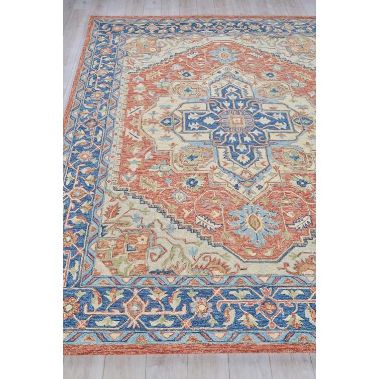 Exquisite Rugs Richmond Serapi Handmade Hand-Tufted New Zealand Wool On Canvas Red/Blue Area Rug