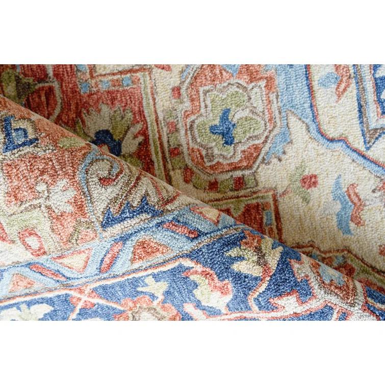 Exquisite Rugs Richmond Serapi Handmade Hand-Tufted New Zealand Wool On Canvas Red/Blue Area Rug