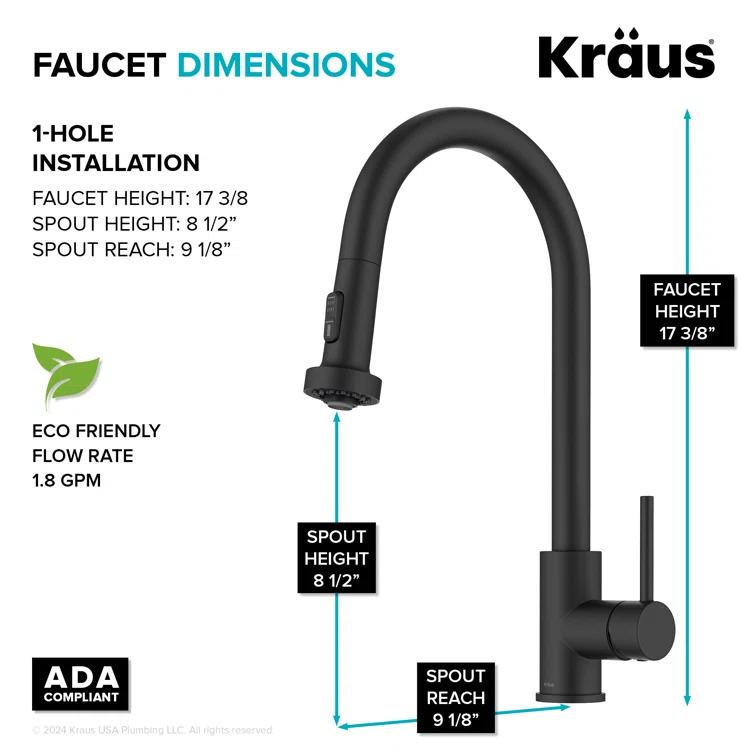 Kraus KSF-1616MB KRAUS Bolden Motion Sensor Single Handle Pull Down Touchless Kitchen Faucet