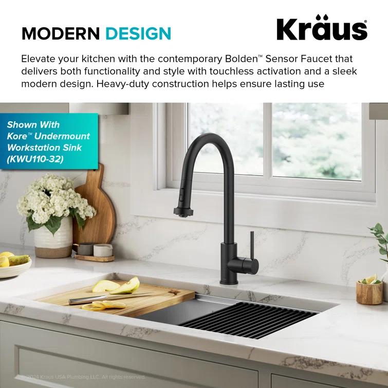 Kraus KSF-1616MB KRAUS Bolden Motion Sensor Single Handle Pull Down Touchless Kitchen Faucet