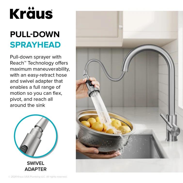 Kraus KSF-1616MB KRAUS Bolden Motion Sensor Single Handle Pull Down Touchless Kitchen Faucet