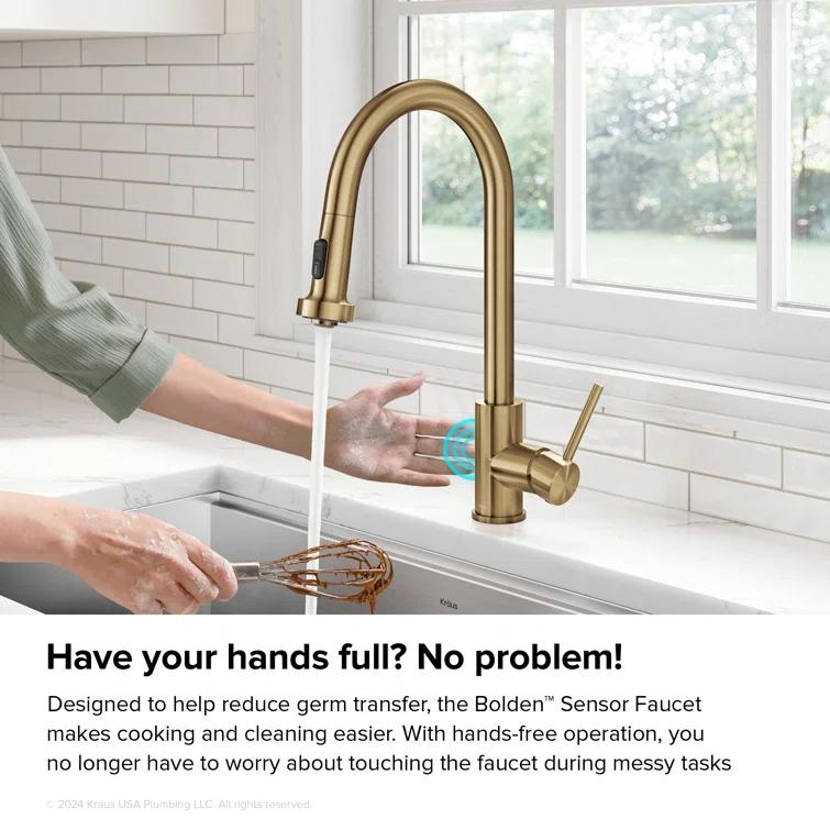 KRAUS Bolden Motion Sensor Single Handle Pull Down Touchless Kitchen Faucet