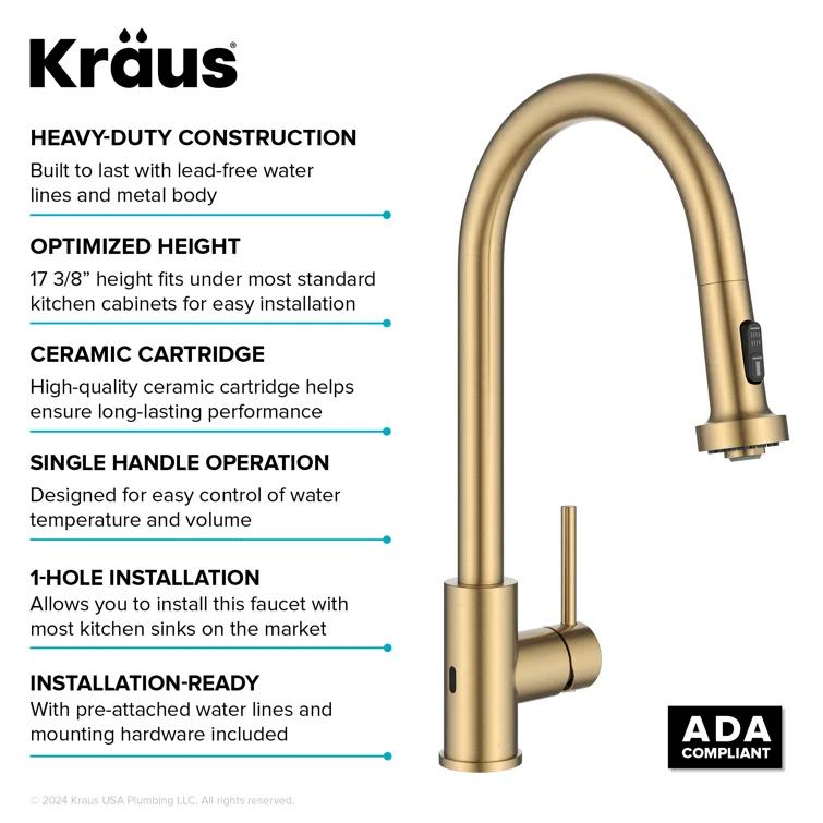 KRAUS Bolden Motion Sensor Single Handle Pull Down Touchless Kitchen Faucet
