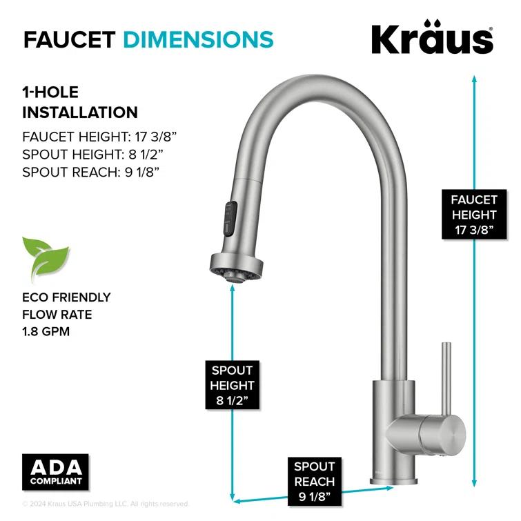 KRAUS Bolden Motion Sensor Single Handle Pull Down Touchless Kitchen Faucet