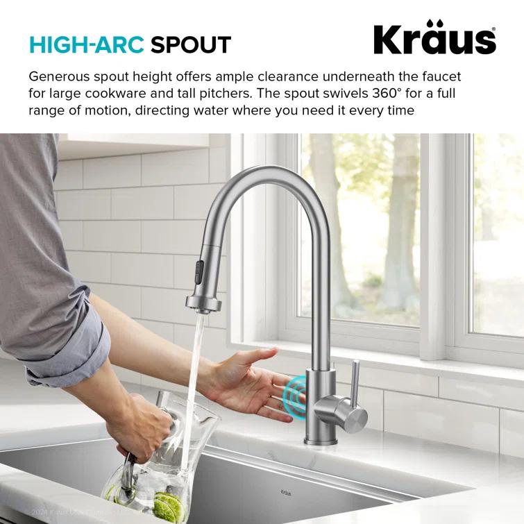 KRAUS Bolden Motion Sensor Single Handle Pull Down Touchless Kitchen Faucet