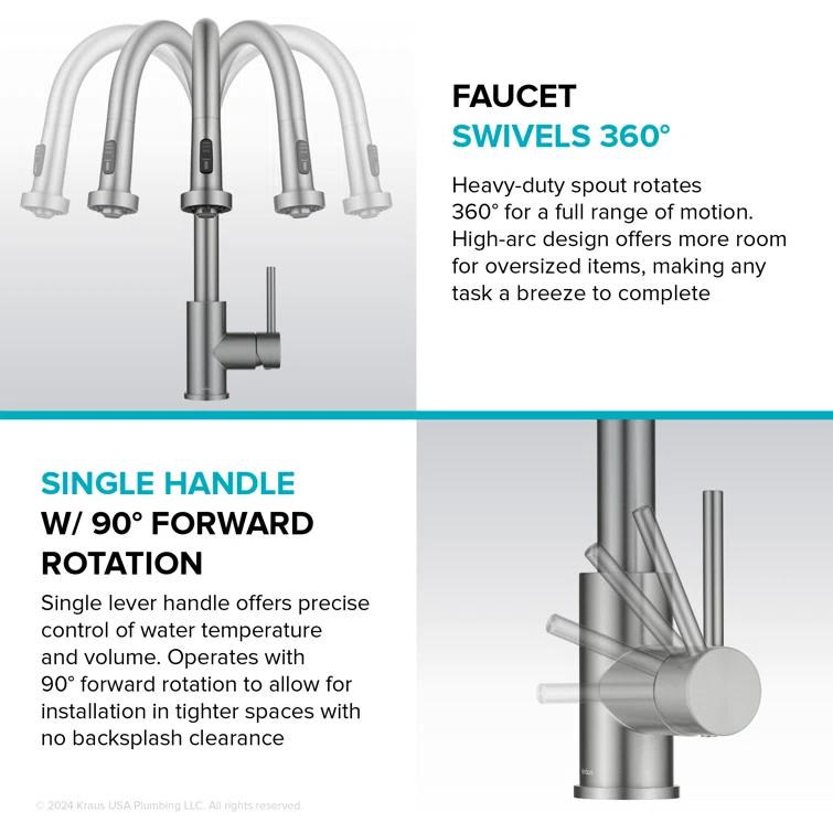 KRAUS Bolden Motion Sensor Single Handle Pull Down Touchless Kitchen Faucet