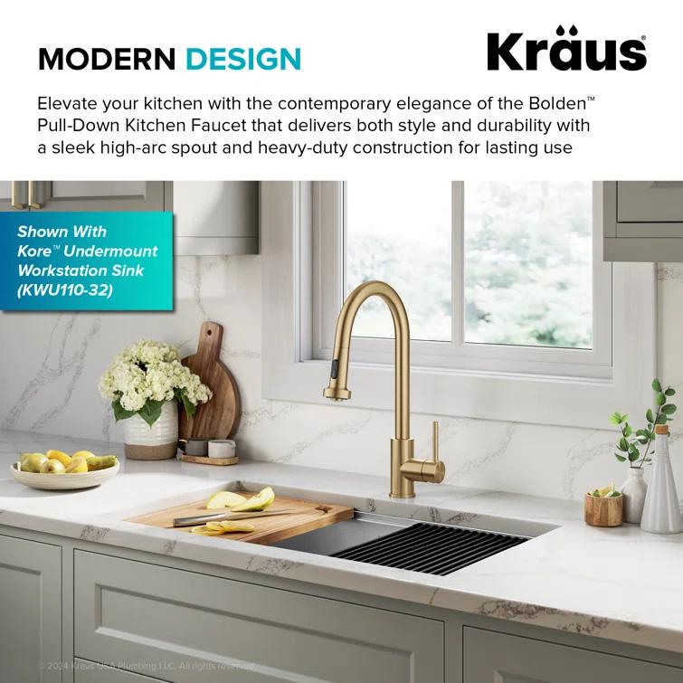KRAUS Bolden 2-Function Single Handle Pull Down Kitchen Faucet