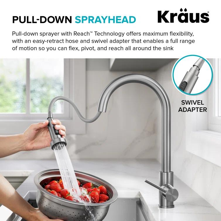 KRAUS Bolden 2-Function Single Handle Pull Down Kitchen Faucet