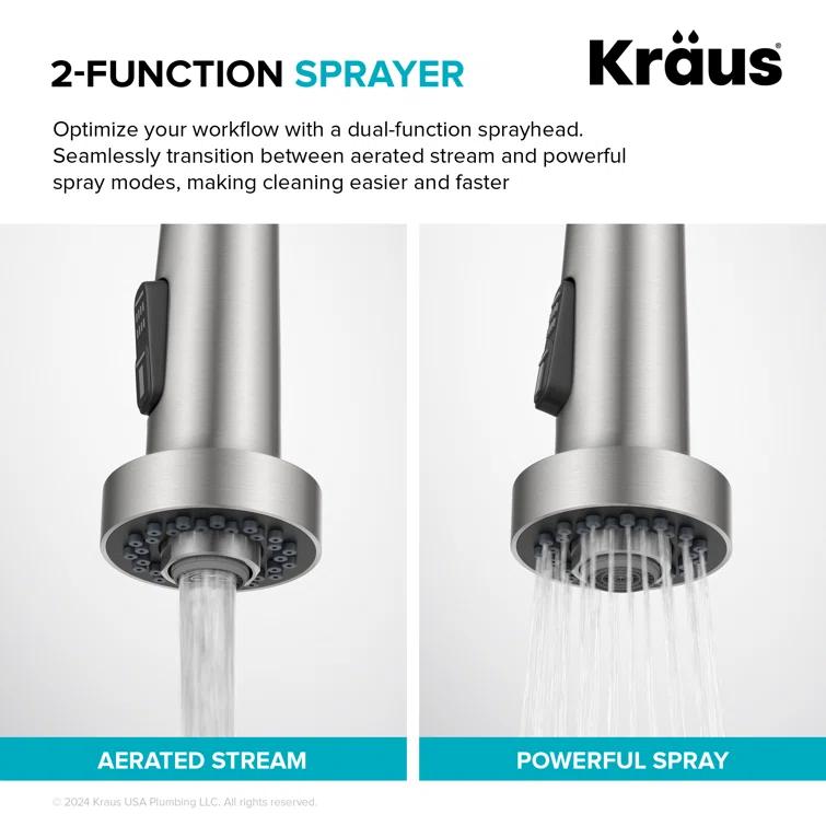 KRAUS Bolden 2-Function Single Handle Pull Down Kitchen Faucet